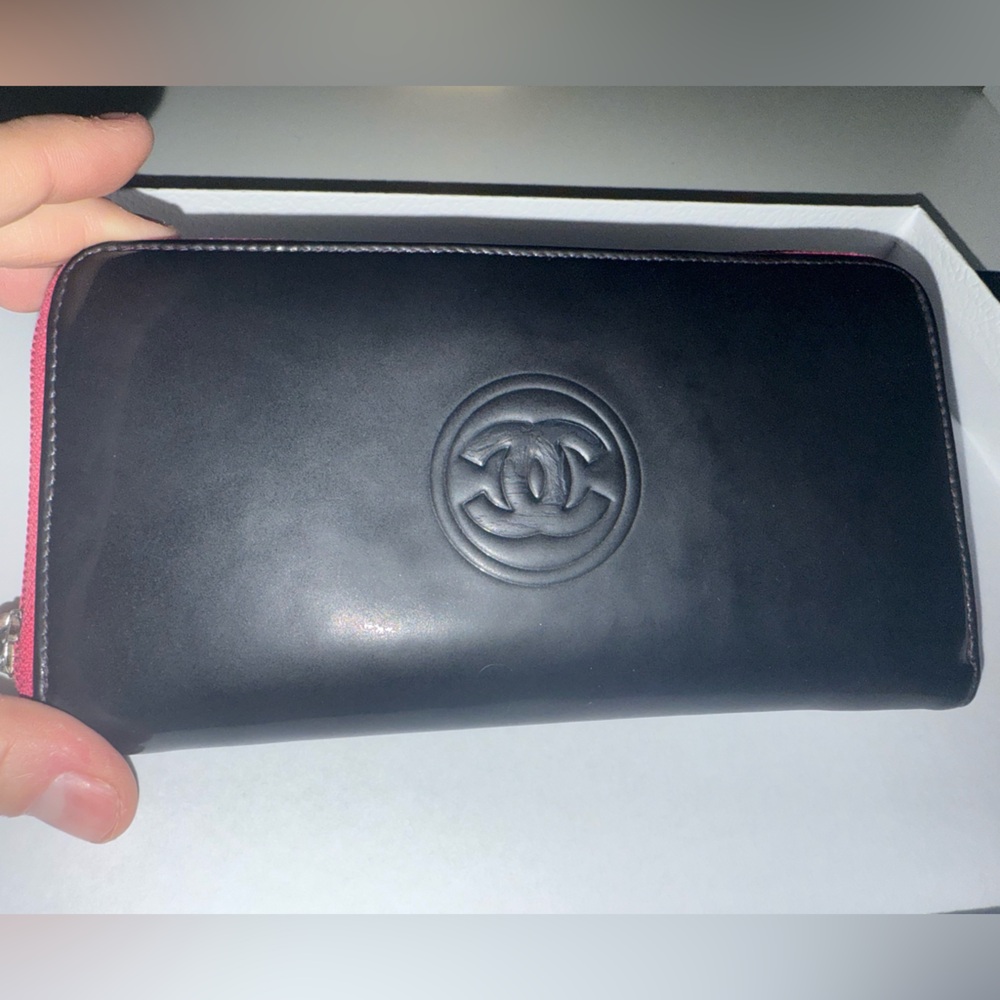 Chanel Black/Pink Leather Wallet / Repainted - Used Condition - Sticker Intact